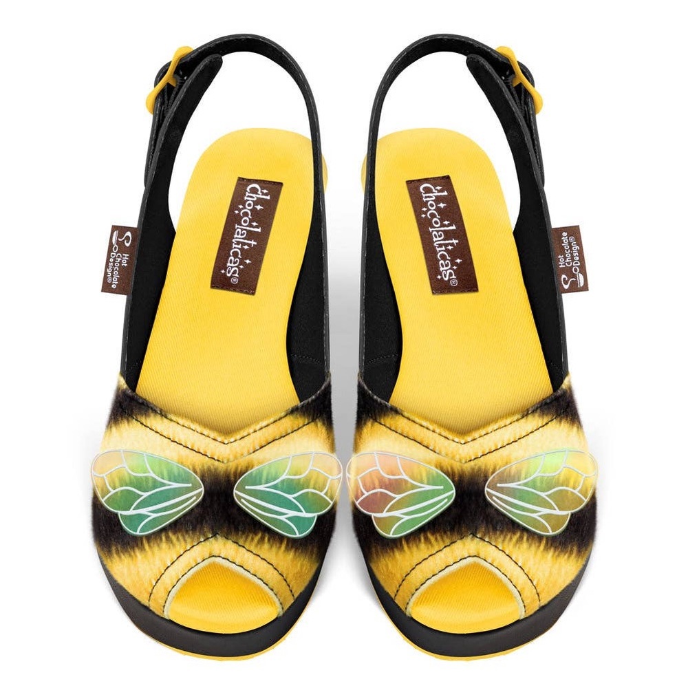 Chocolaticas Queen Bee Women's Mary Jane Slingback Wedge Sandal - Picture 2 of 7